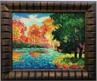 “Autumn Creek"12"x15,5"Original Painting-Antanenka