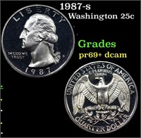 Proof 1987-s Washington Quarter 25c Grades GEM++ P