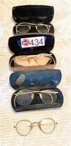 Antique/vintage eyeglasses lot: 4 pairs- 2 round,