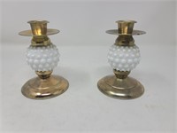 Brass and Porcelain Candle Holders