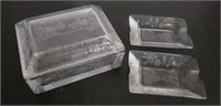 Etched box and ashtrays