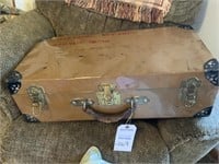 Metal suitcase with leather handle