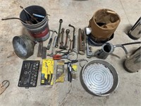 Tools, pipe wrenches, greese guns, rivet tools,