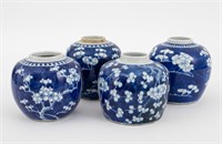 Chinese Blue & White Prunus Porcelain Jars, 4