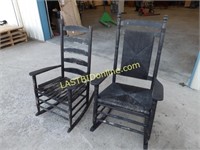 2 BLACK WOODEN PORCH / PATIO ROCKING CHAIRS