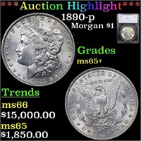 *Highlight* 1890-p Morgan $1 Graded ms65+