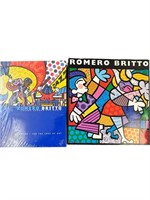 2pc Romero Britto Books & Autograph