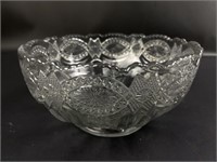 Vintage Pressed Pattern Glass Bowl 7" diam x