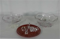 Glass Serving Bowl, Pedestal Candy Dish and Glass