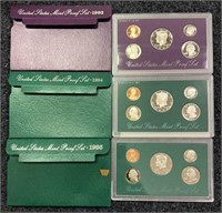 (3) US Proof Coin Sets - 1993 - 1994 - 1995