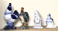 Ceramic Roosters Lot of 4