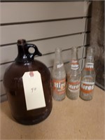 old glass hilex and hires root beer bottles