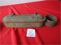 WHITEWATER CAST IRON TOOL BOX W/ OIL CAN HOLDER,