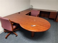 Large U Shape desk w/ 2 chairs, file cabinet &