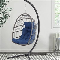 Egg Chair with Stand for Patio: OFF WHITE CUSHION