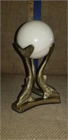 BRASS FISH HOLDER W/ MARBLE BALL