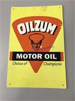 OILZUM MOTOR OIL METAL SIGN, 7.5 X 11"