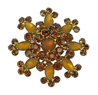 Vintage Topaz Rhinestone Brooch