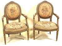 PAIR OF 19th CENTURY FRENCH AUBUSSON ARMCHAIRS