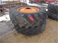 (2) BF Goodrich 18.4/34" Tires On 9-bolt Dual Rims