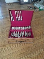 H SEARS AND SONS SILVERWARE SET W/WOOD CASE