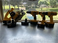 3 Dewalt Drills, Circular Saw, & Batteries