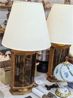 Pair of Wooden Lamps - 33"