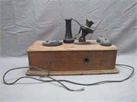 Antique Wooden Case Wall Telephone