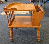 Mid Century Maple Magazine Rack End Table