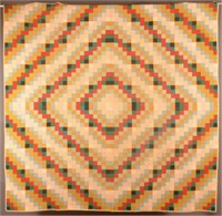 Antique Geometric Pattern Patchwork Quilt.