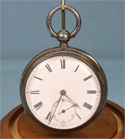 English Sterling Silver Swing-Out Pocket Watch