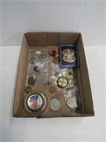 Tokens, Coins, Badges Tray Lot