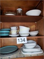 CORELLE DISHES IN CABINET
