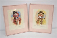 PAIR OF LIMITED EDITION SIGNED CLOWN PRINTS SIGNED