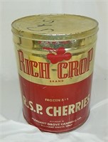 Vintage Rich Crop Cherries Tin Can