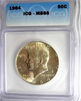 1964 Kennedy ICG MS66 SILVER VERY HI NOW GEM COIN