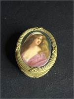 Exceptional Casket Trinket Box Porcelain Portrait