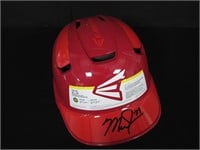 MIKE TROUT SIGNED RED BATTING HELMET COA