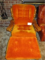 Orange chair & foot stool