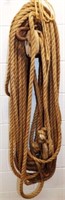 Wooden Block & Tackle Rope System