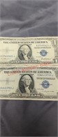 2 one dollar silver certificates  1935 F and H