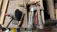 a lot of tools vintage pipe, expander, hatchet,