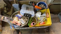 Box of miscellaneous tools, organizers, and