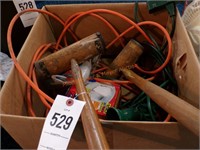 Box w/ mallets, extension cords