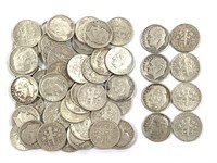 50 Silver Roosevelt Dimes, US Coins
