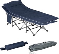 $75 Folding Camping Cot with Mattress  Dark Blue