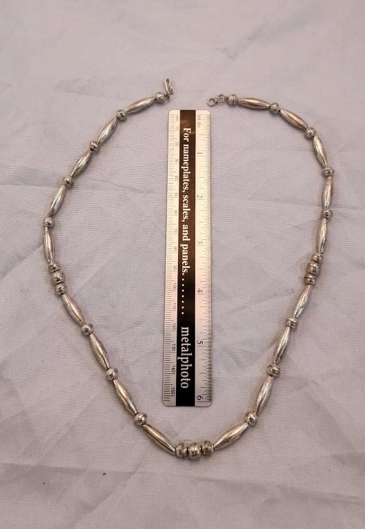 Sterling silver 18" bead necklace