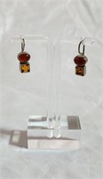 CRS Navajo sterling Carnelian amber earrings 1/5"