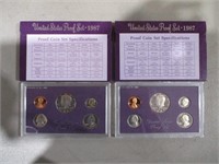 US Mint (2) 1987 Proof Sets