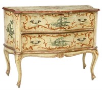 VENETIAN PAINT DECORATED TWO-DRAWER COMMODE